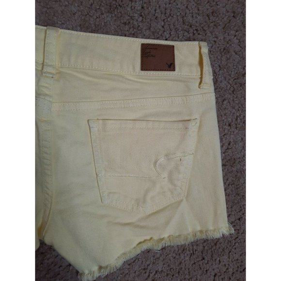AMERICAN EAGLE 4 Yellow Cut Off Jean Shorts - Picture 8 of 12
